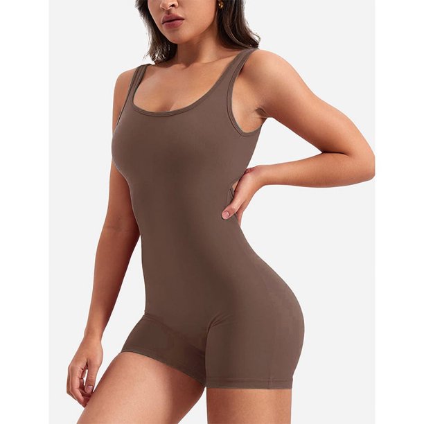One Piece Jumpsuits for Women Tummy Control V Back Scrunch